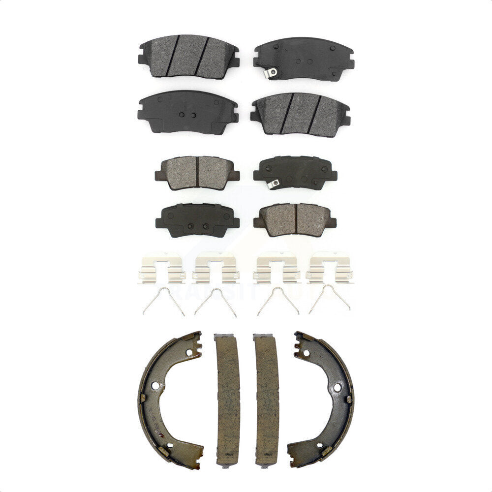 Semi-Metallic Brake Pads And Parking Shoes Front Rear Kit For Hyundai Tucson Kia