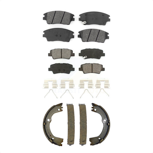 Semi-Metallic Brake Pads And Parking Shoes Front Rear Kit For Hyundai Tucson Kia