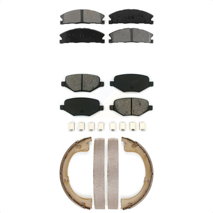 Semi-Metallic Brake Pads And Parking Shoes Front Rear Kit For Lincoln MKT