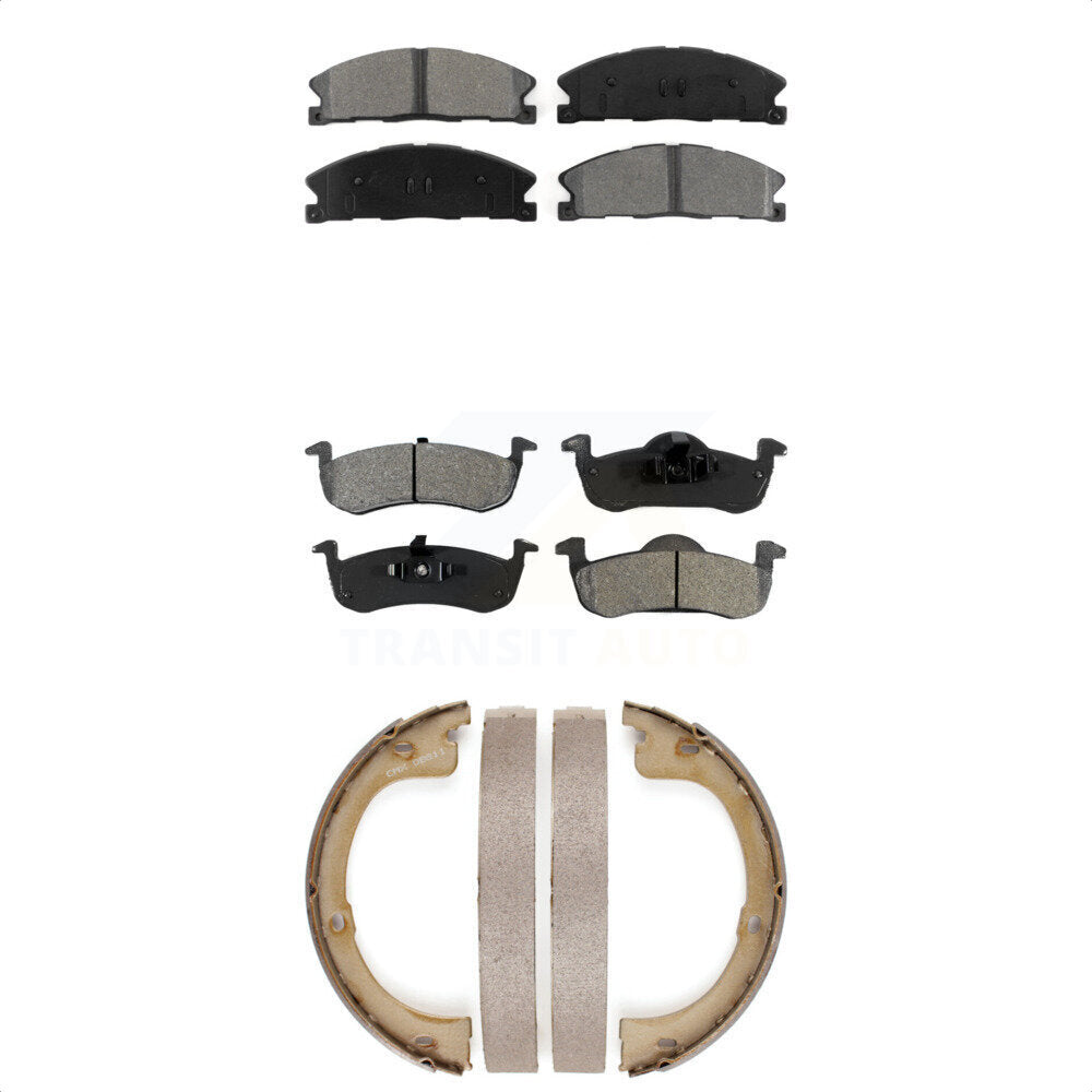 Semi-Metallic Brake Pads And Parking Shoes Front Rear Kit For Lincoln MKT