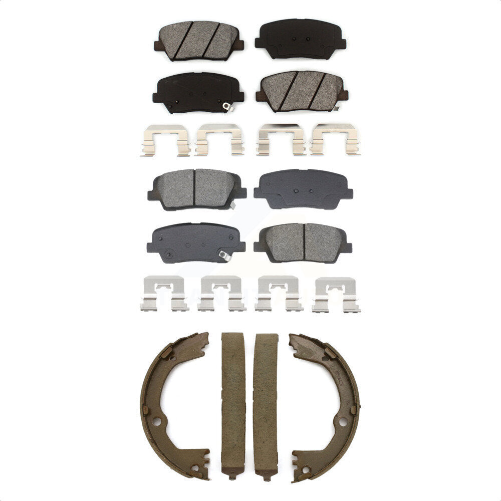 Semi-Metallic Brake Pads Parking Shoes Front Rear Kit For Hyundai Santa Fe Sport