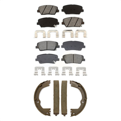 Semi-Metallic Brake Pads Parking Shoes Front Rear Kit For Hyundai Santa Fe Sport