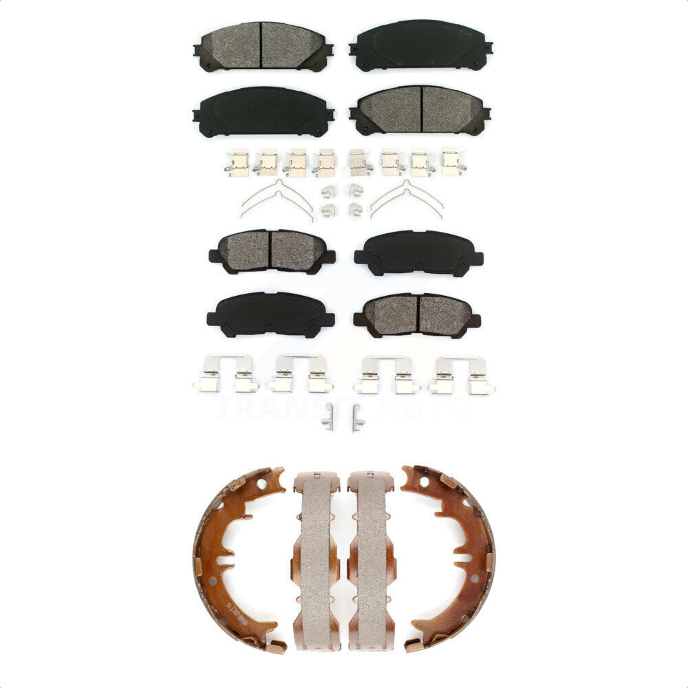 Semi-Metallic Brake Pads Parking Shoe Front Rear Kit For 08-13 Toyota Highlander