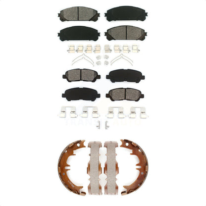 Semi-Metallic Brake Pads Parking Shoe Front Rear Kit For 08-13 Toyota Highlander