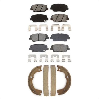 Semi-Metallic Brake Pads & Parking Shoes Front Rear Kit For Hyundai Santa Fe Kia