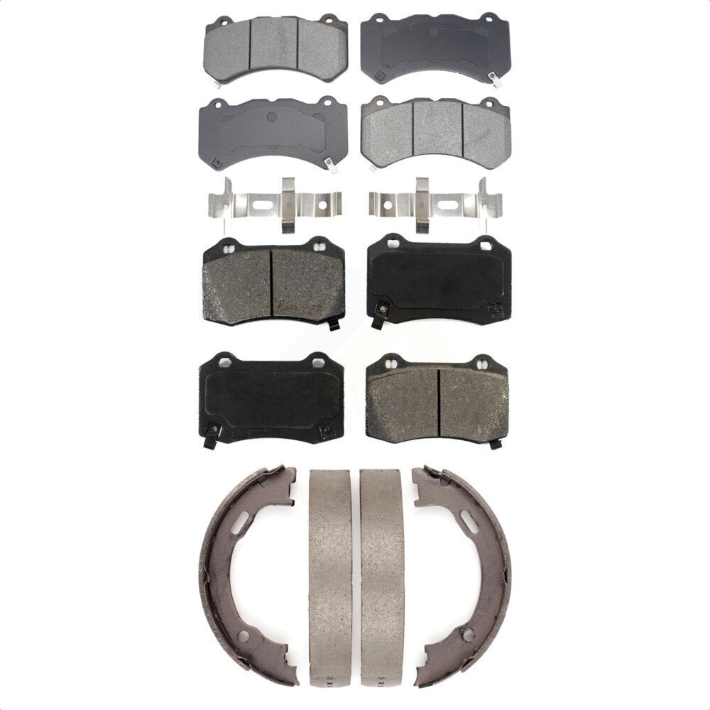 Semi-Metallic Brake Pads And Parking Shoes Front Rear Kit For Dodge Charger