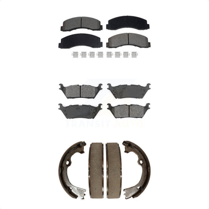 Semi-Metallic Brake Pads And Parking Shoes Front Rear Kit For Ford F-150