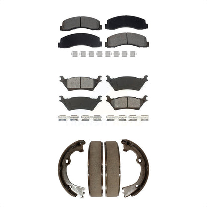 Semi-Metallic Brake Pads And Parking Shoes Front Rear Kit For Ford F-150