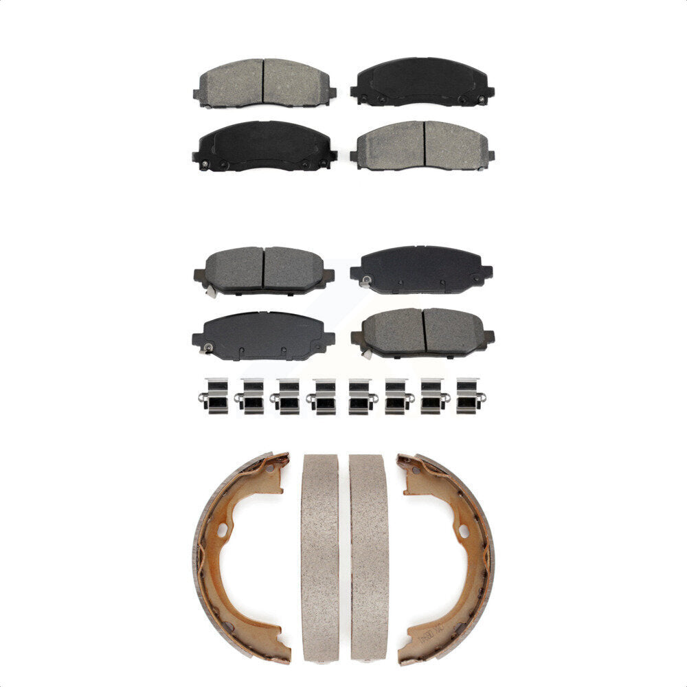 Semi-Metallic Brake Pads And Parking Shoes Front Rear Kit For Jeep Wrangler
