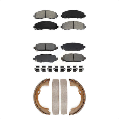 Semi-Metallic Brake Pads And Parking Shoes Front Rear Kit For Jeep Wrangler