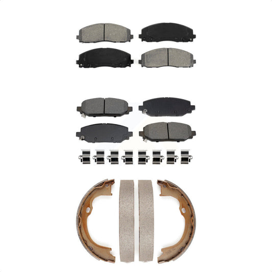 Semi-Metallic Brake Pads And Parking Shoes Front Rear Kit For Jeep Wrangler