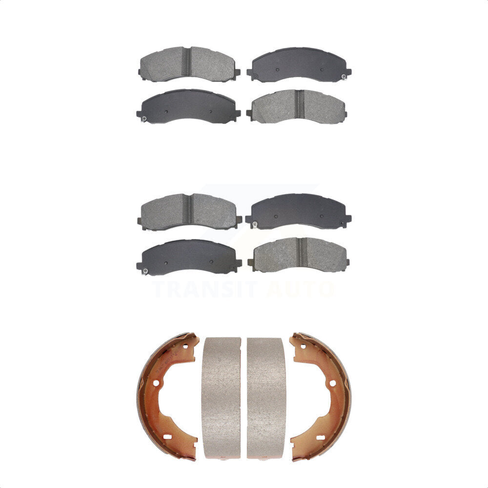 Semi-Metallic Brake Pads And Parking Shoes Front Rear Kit For Ram 3500