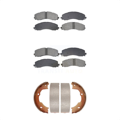 Semi-Metallic Brake Pads And Parking Shoes Front Rear Kit For Ram 3500