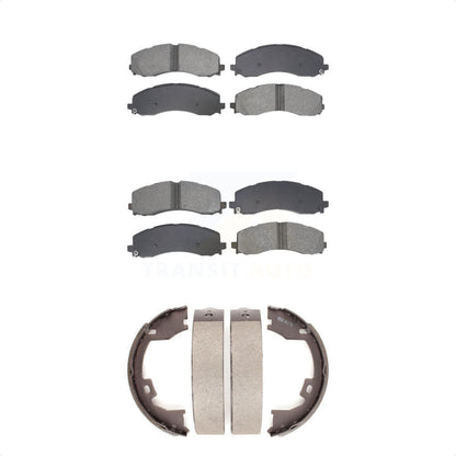 Semi-Metallic Brake Pads And Parking Shoes Front Rear Kit For Ram 2500 3500