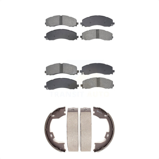 Semi-Metallic Brake Pads And Parking Shoes Front Rear Kit For Ram 2500 3500
