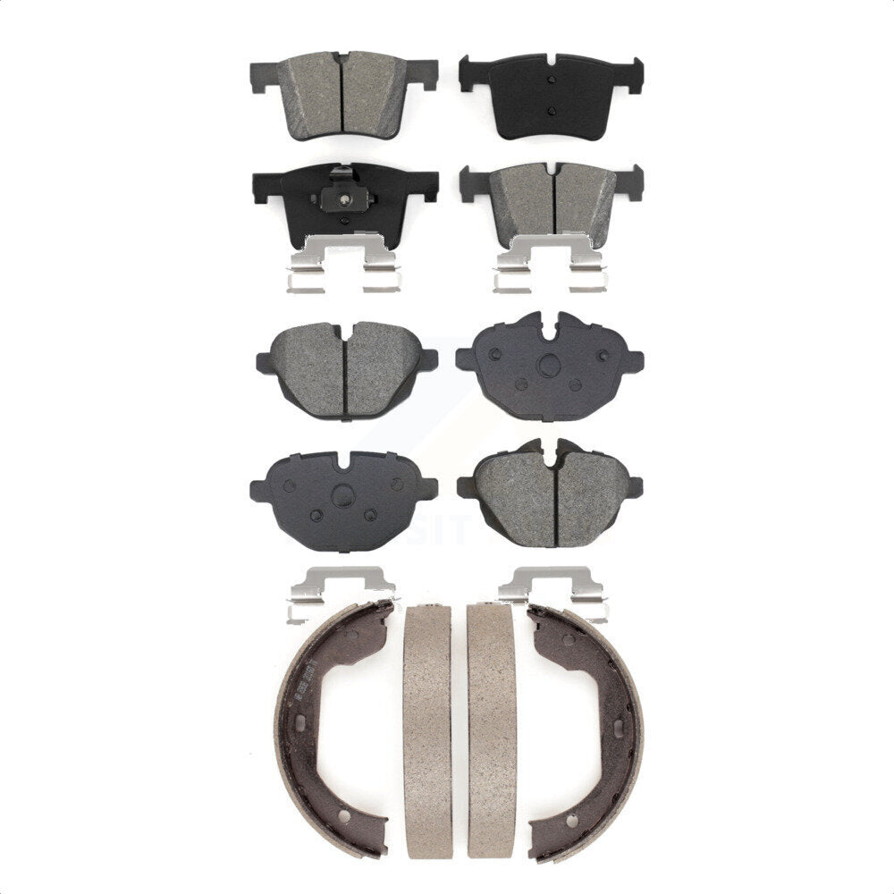 Semi-Metallic Brake Pads & Parking Shoe Front Rear Kit For 2011 BMW X3 xDrive28i