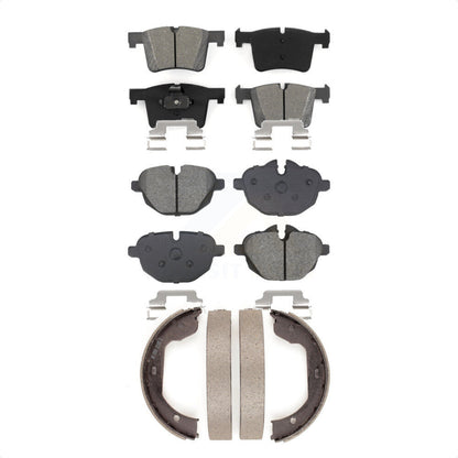 Semi-Metallic Brake Pads & Parking Shoe Front Rear Kit For 2011 BMW X3 xDrive28i