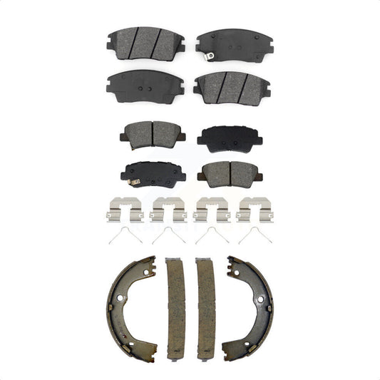 Semi-Metallic Brake Pads & Parking Shoes Front Rear Kit For Kia Sportage Hyundai