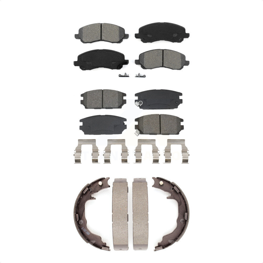 Semi-Metallic Brake Pads And Parking Shoes Front Rear Kit For Mitsubishi Eclipse
