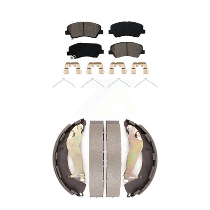 Semi-Metallic Brake Pads And Drum Shoe Front Rear Kit For Kia Rio Hyundai Accent