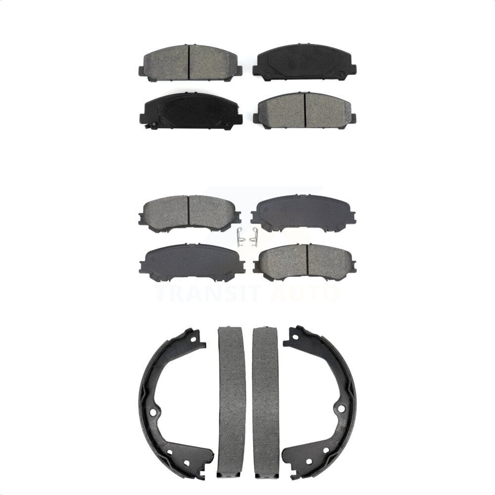 Semi-Metallic Brake Pads Parking Shoes Front Rear Kit For 2017-2023 Nissan TITAN