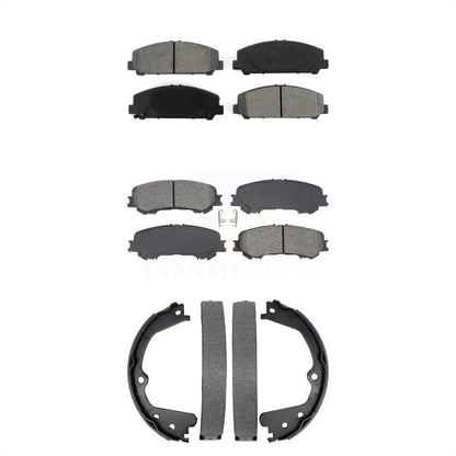 Semi-Metallic Brake Pads Parking Shoes Front Rear Kit For 2017-2023 Nissan TITAN