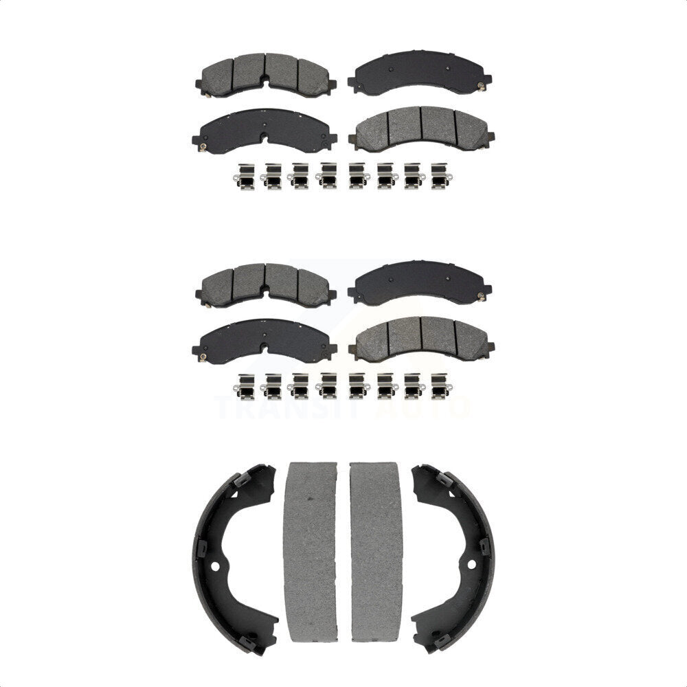Semi-Metallic Brake Pads Parking Shoe Front Rear Kit For GMC Chevrolet Sierra HD