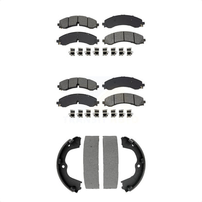Semi-Metallic Brake Pads Parking Shoe Front Rear Kit For GMC Chevrolet Sierra HD