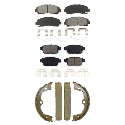 Semi-Metallic Brake Pads And Parking Shoes Front Rear Kit For 2009-2014 Acura TL