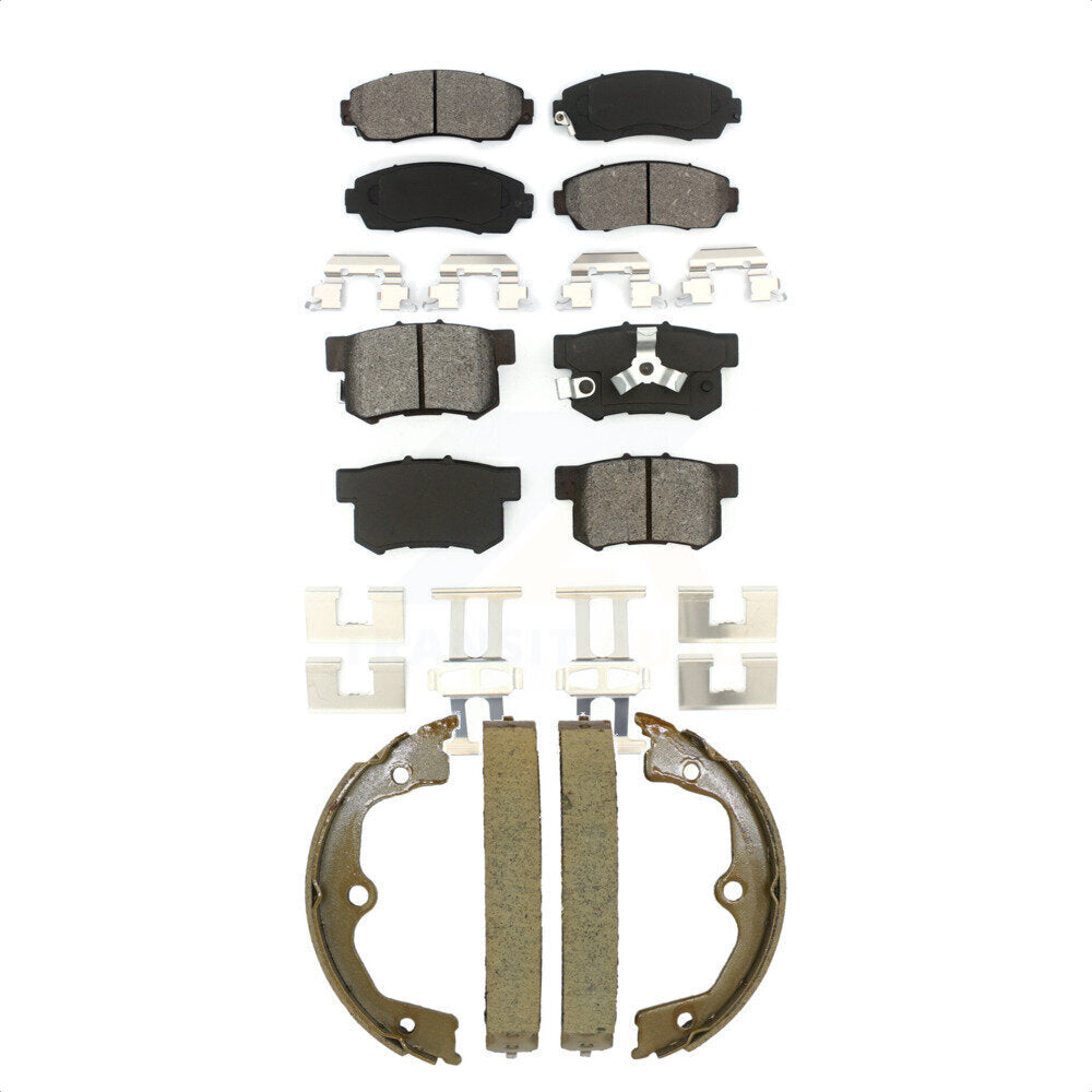 Semi-Metallic Brake Pads Parking Shoes Front Rear Kit For Honda Accord Crosstour