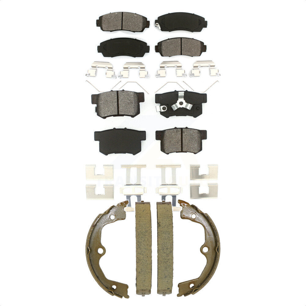 Semi-Metallic Brake Pads Parking Shoes Front Rear Kit For Honda Crosstour Accord