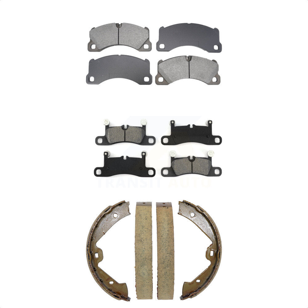 Semi-Metallic Brake Pads And Parking Shoes Front Rear Kit For Volkswagen Touareg