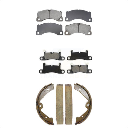 Semi-Metallic Brake Pads And Parking Shoes Front Rear Kit For Volkswagen Touareg