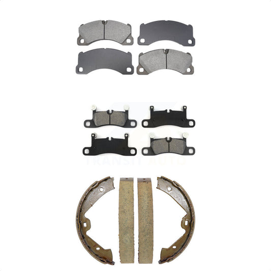 Semi-Metallic Brake Pads And Parking Shoes Front Rear Kit For Volkswagen Touareg
