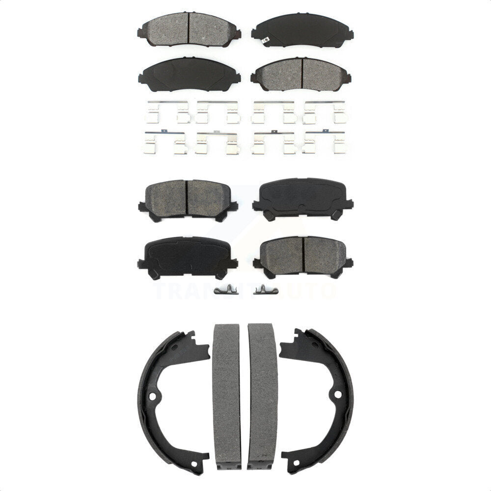 Semi-Metallic Brake Pads & Parking Shoe Front Rear Kit For Honda Pilot Ridgeline