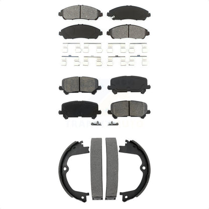 Semi-Metallic Brake Pads & Parking Shoe Front Rear Kit For Honda Pilot Ridgeline
