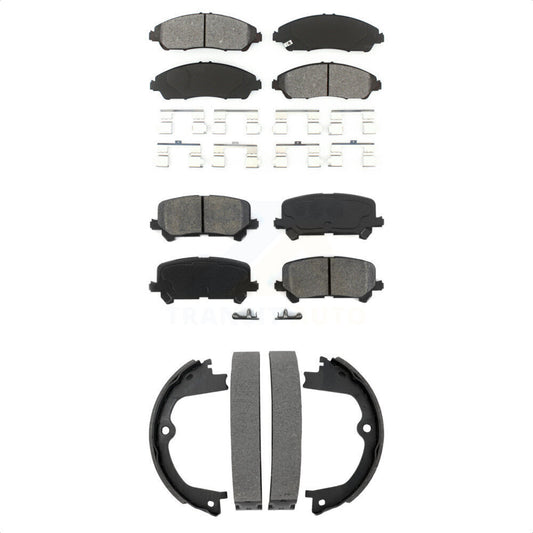 Semi-Metallic Brake Pads & Parking Shoe Front Rear Kit For Honda Pilot Ridgeline