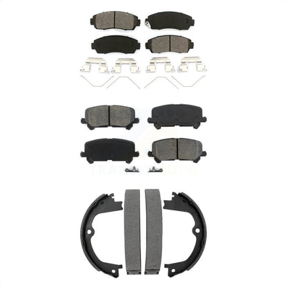 Semi-Metallic Brake Pads & Parking Shoes Front Rear Kit For 19-24 Honda Passport