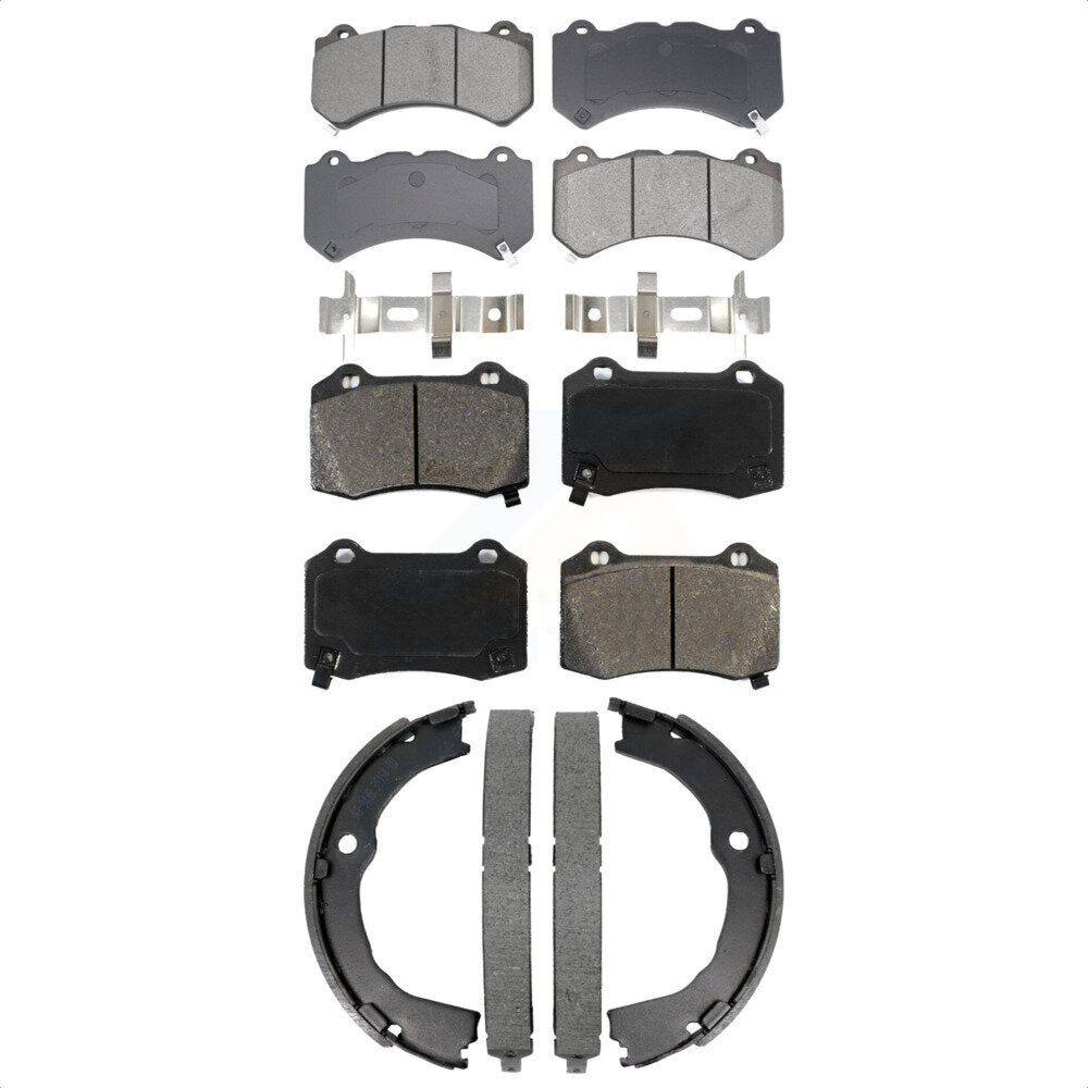 Semi-Metallic Brake Pads & Parking Shoes Front Rear Kit For Chevrolet Camaro CTS
