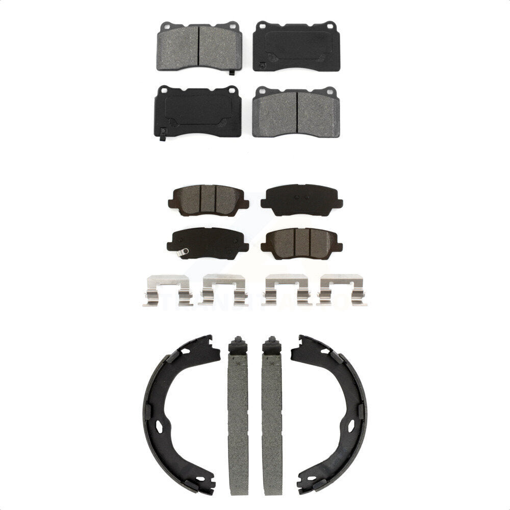 Semi-Metallic Brake Pads And Parking Shoes Front Rear Kit For Cadillac ATS CTS