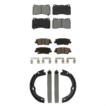 Semi-Metallic Brake Pads And Parking Shoes Front Rear Kit For Cadillac ATS CTS