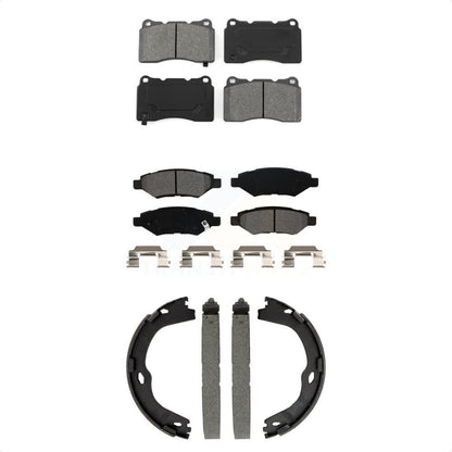Semi-Metallic Brake Pads And Parking Shoes Front Rear Kit For Cadillac CTS