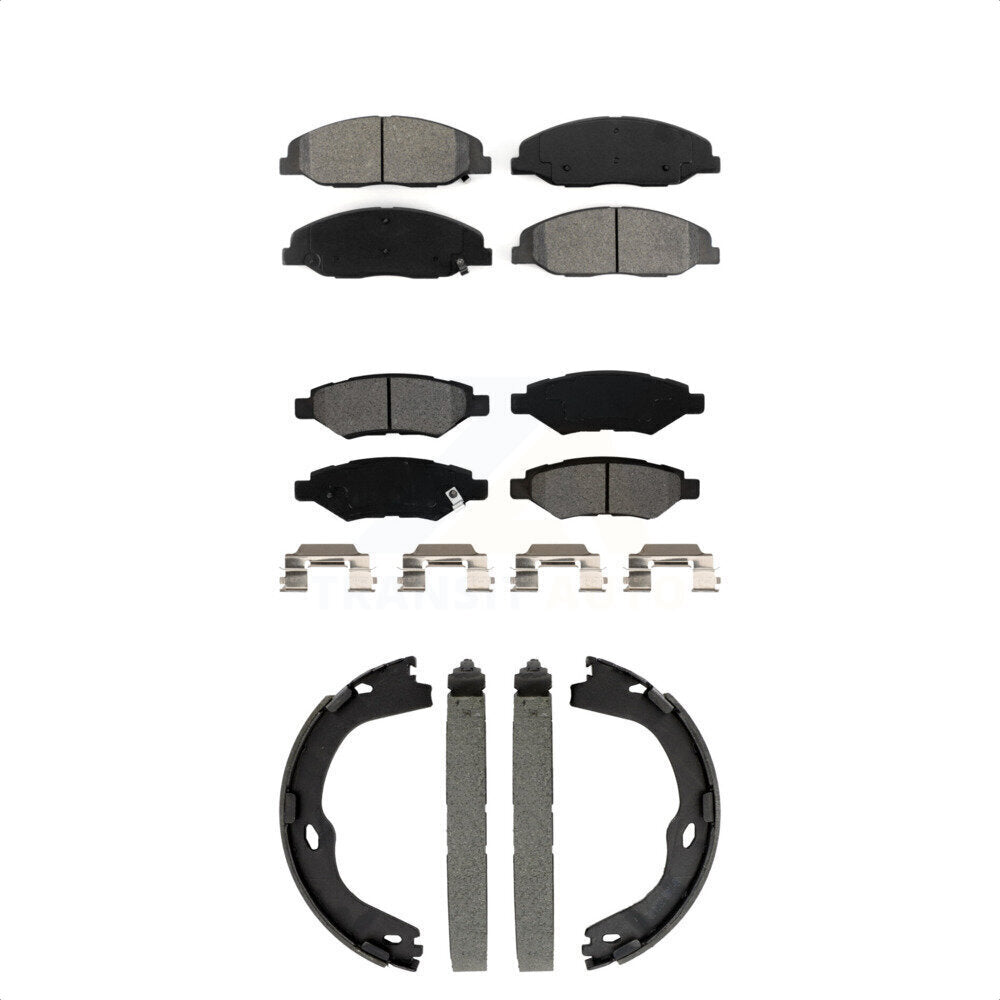 Semi-Metallic Brake Pads And Parking Shoes Front Rear Kit For Cadillac CTS