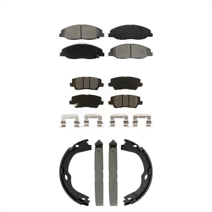Semi-Metallic Brake Pads And Parking Shoes Front Rear Kit For Cadillac CTS