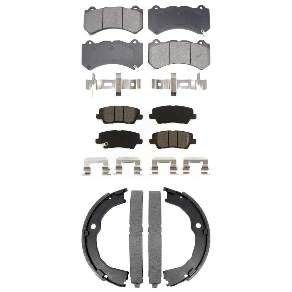 Semi-Metallic Brake Pads And Parking Shoes Front Rear Kit For Cadillac CTS