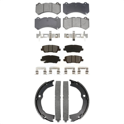 Semi-Metallic Brake Pads And Parking Shoes Front Rear Kit For Cadillac CTS