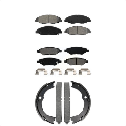 Semi-Metallic Brake Pads And Parking Shoes Front Rear Kit For Cadillac CTS