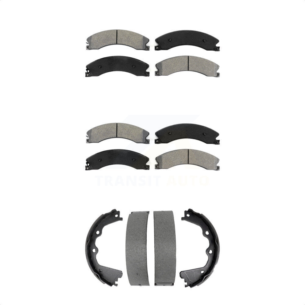 Semi-Metallic Brake Pads Parking Shoe Front Rear Kit For GMC Chevrolet Sierra HD