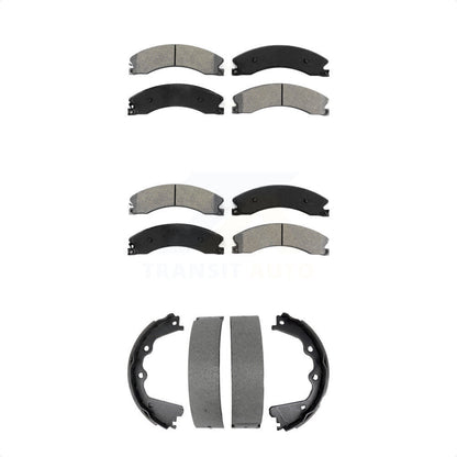 Semi-Metallic Brake Pads Parking Shoe Front Rear Kit For GMC Chevrolet Sierra HD