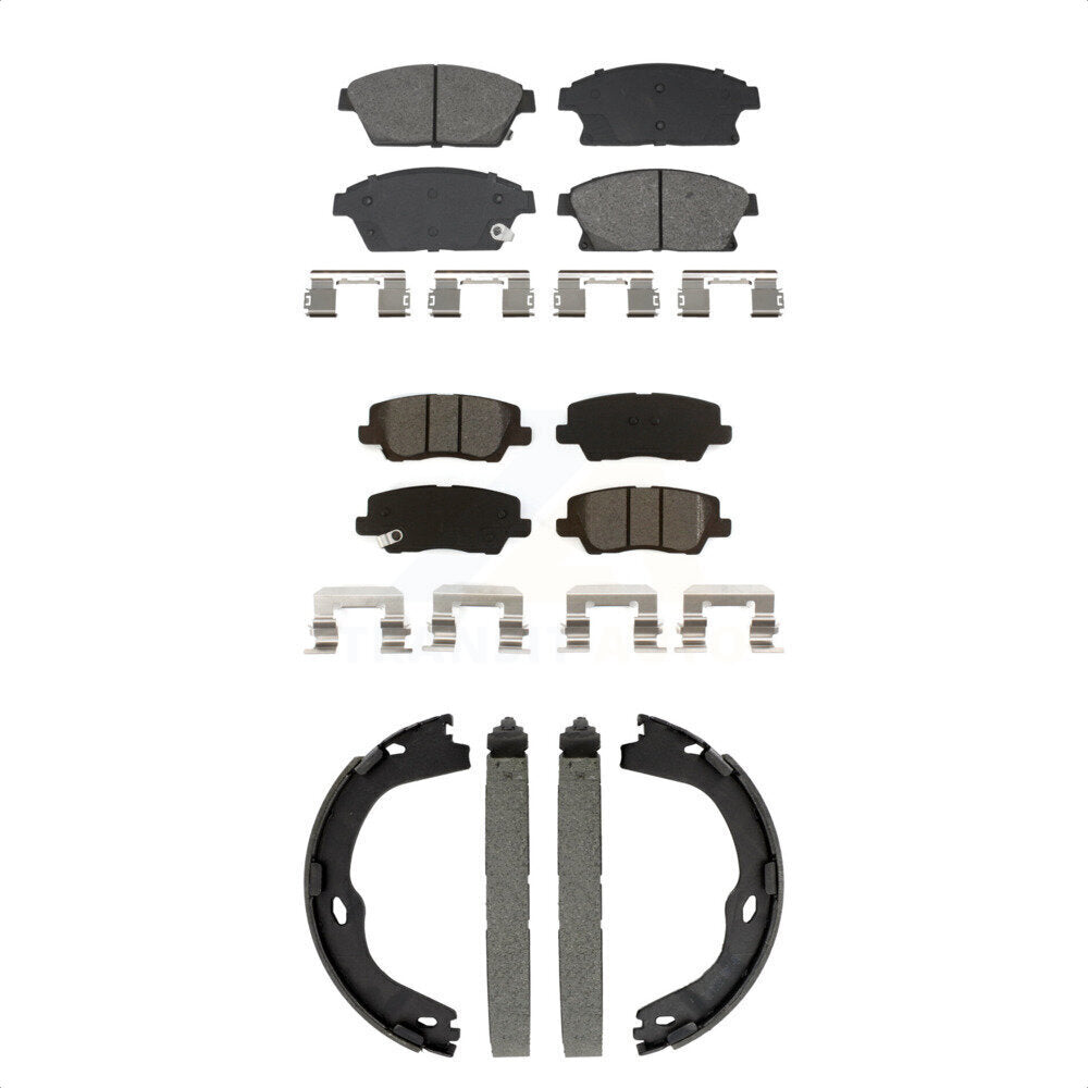 Semi-Metallic Brake Pads And Parking Shoes Front Rear Kit For Cadillac ATS
